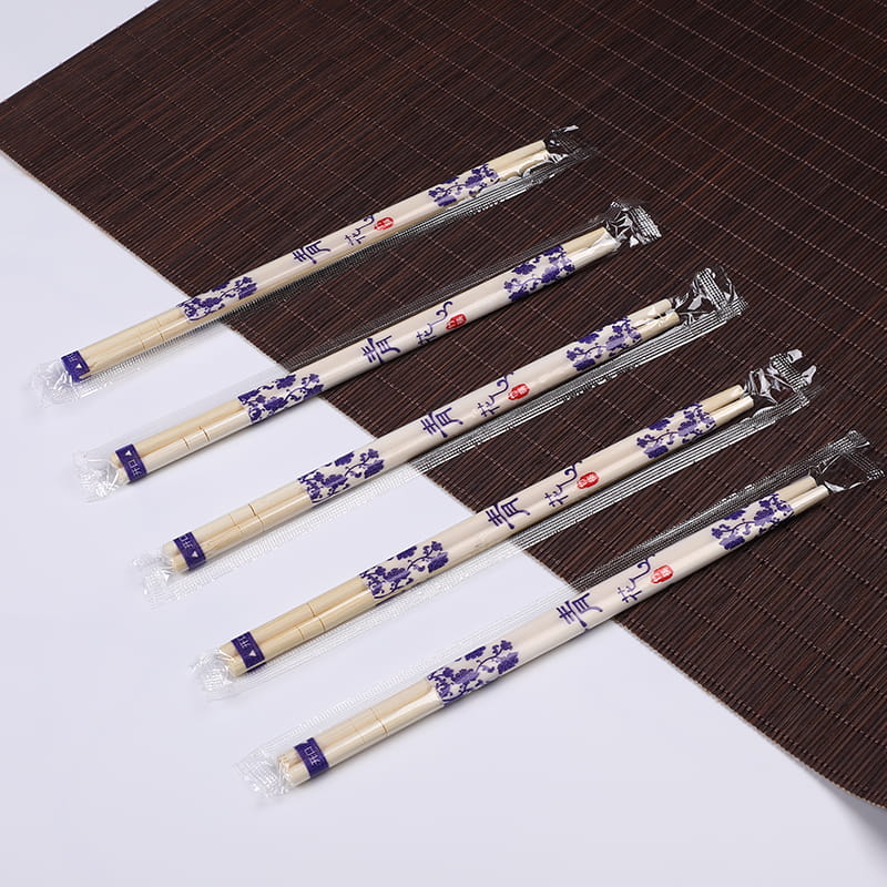 Disposable Bamboo Chopstick With Blue And White Pattern Opp Packaging OL104