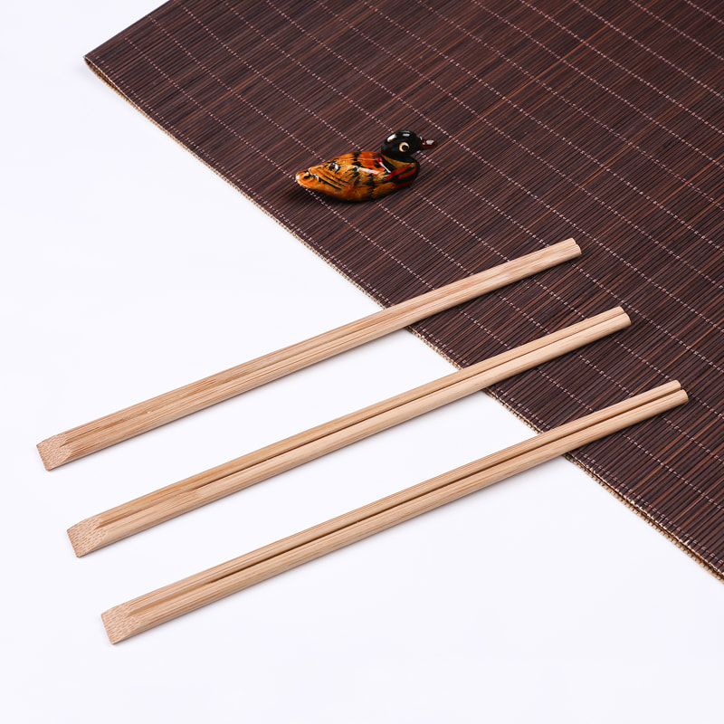 Disposable Hygienic Carbonized Bamboo Chopsticks With Flat Head White Wrapping Paper OL107