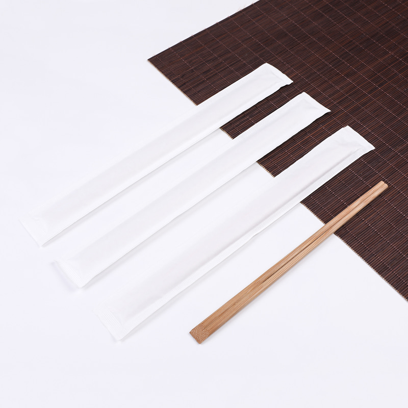 Disposable Hygienic Carbonized Bamboo Chopsticks With Flat Head White Wrapping Paper OL107