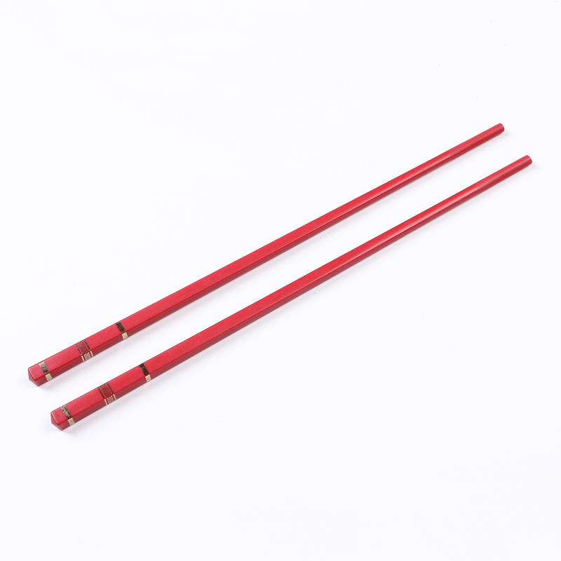 Red  Luxury  Durable Alloy Chopsticks  With Metal Tube Golden Silver Stamped Pattern OL117