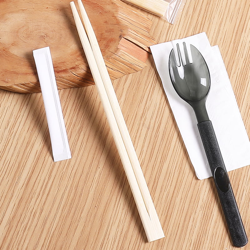 Disposable Meal Bag With Chopsticks Spork  Serviette Frosted Composite Film Set