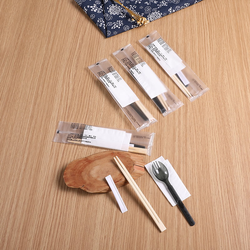 Disposable Meal Bag With Chopsticks Spork  Serviette Frosted Composite Film Set