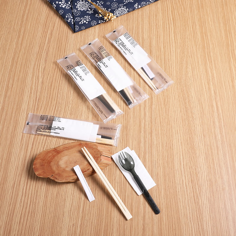 Disposable Meal Bag With Chopsticks Spork  Serviette Frosted Composite Film Set