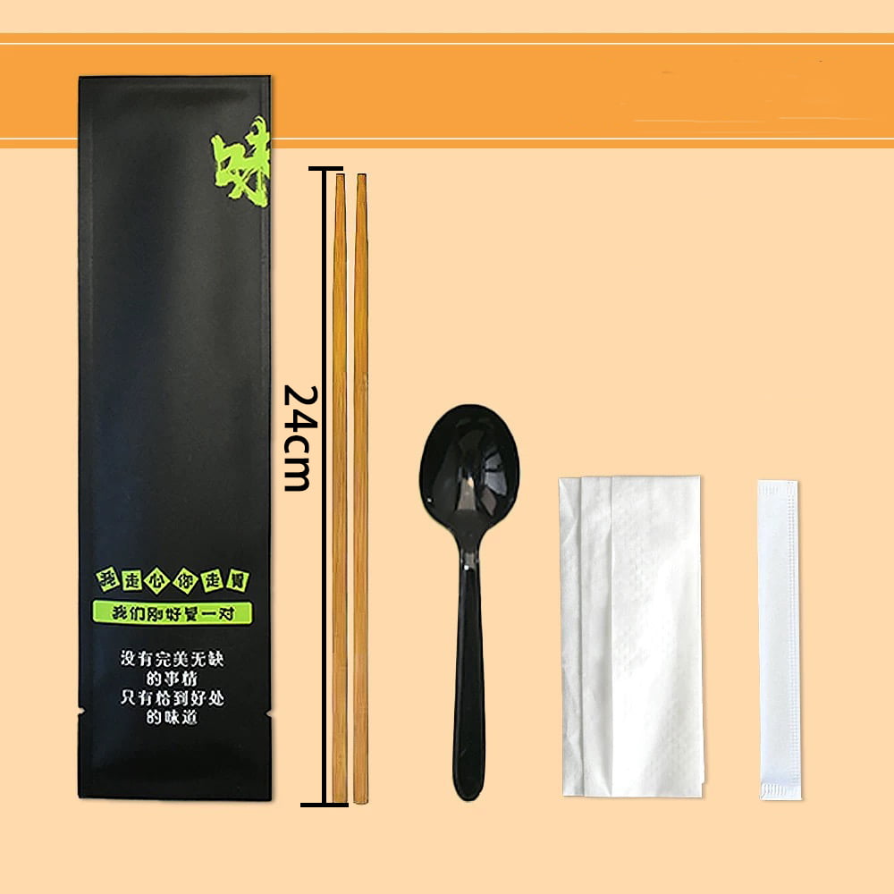 Disposable Chopsticks Set Four Pieces Set Takeaway Cutlery Fork Spoon Dinner Bag Four In One Can Be Customized Four Sided Sealed Copperplate Paper Film Set