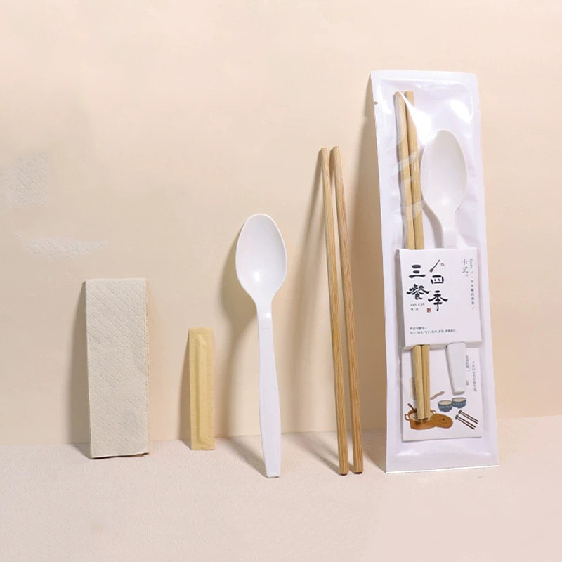 Eco-Friendly Chopsticks With Spoon Disposable Spoon And Bamboo Toothpick Cutlery Degradable Paper Film Set