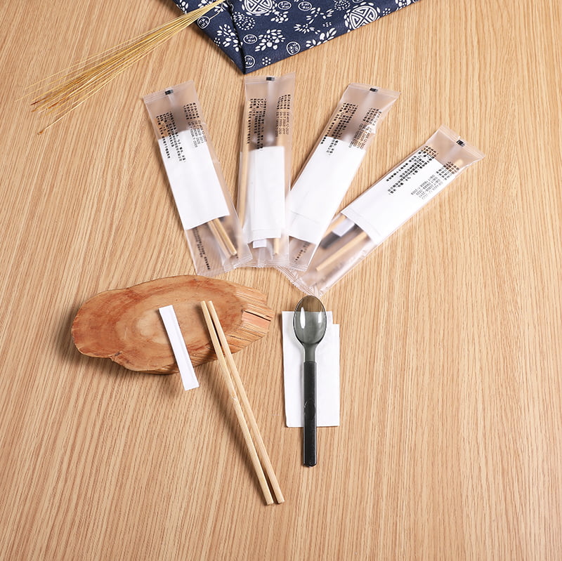 Disposable Meal Bag  With Family Chopsticks   Spoon And Table Napkin Frosted Composite Film Set