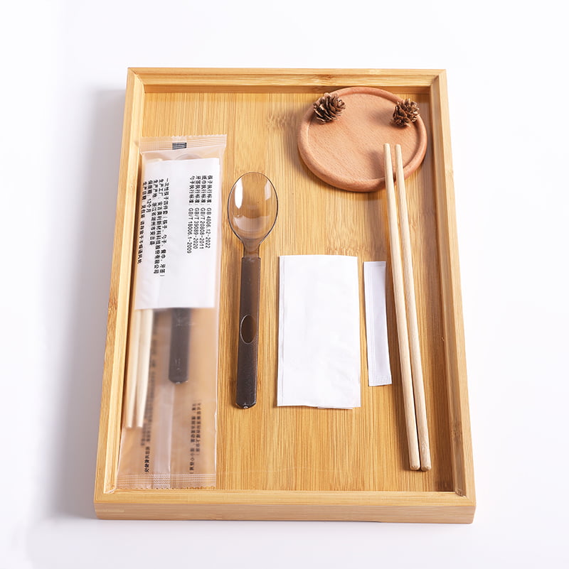 Disposable Meal Bag  With Family Chopsticks   Spoon And Table Napkin Frosted Composite Film Set