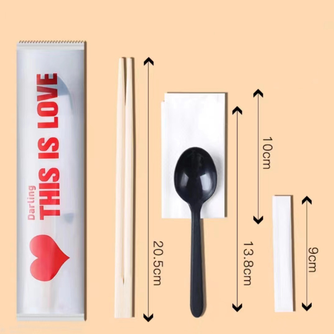 Disposable Meal Bag  Have Chopsticks  Spoon And Table Napkin For Restaurant Frosted Composite Film Set