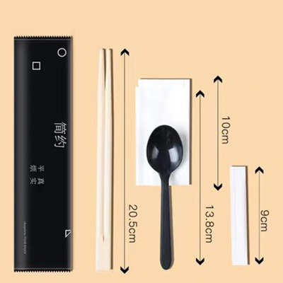 Disposable Meal Bag  Have Chopsticks  Spoon And Table Napkin For Restaurant Frosted Composite Film Set