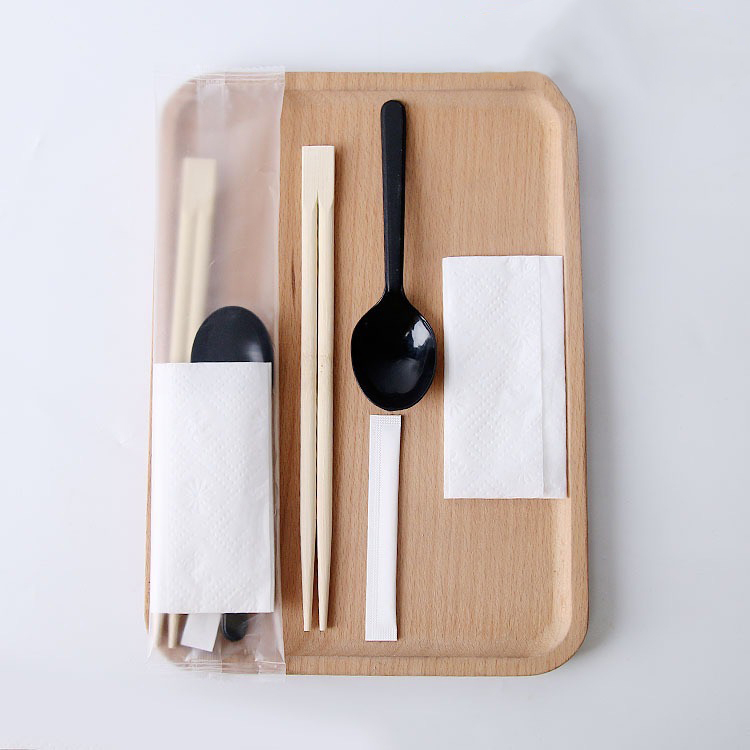 Disposable Meal Bag  Have Chopsticks  Spoon And Table Napkin For Restaurant Frosted Composite Film Set